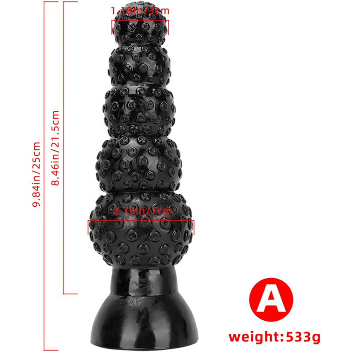 Анальний дилататор XXL з сильним присоском для вагінального та анального використання, стимуляція G-точки, чорний лакс, для жінок