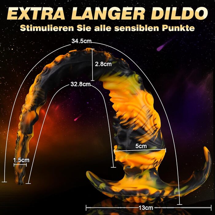 Анальний дилда Tentakel 34,5 см з силікону: фантазійний анаплаг для пар, жінок та чоловіків