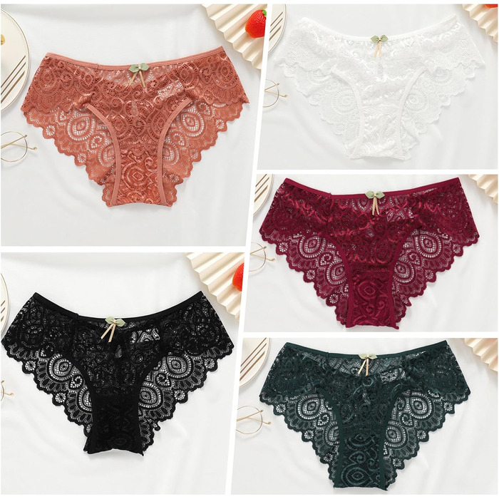 5-Piece Set Танга для жінок з мережива, сексуальна білизна, під одяг, труси, танга, дихаючі, безшовні, гіпстер, бікіні, панчіхи, спідня білизна, набір, розмір M