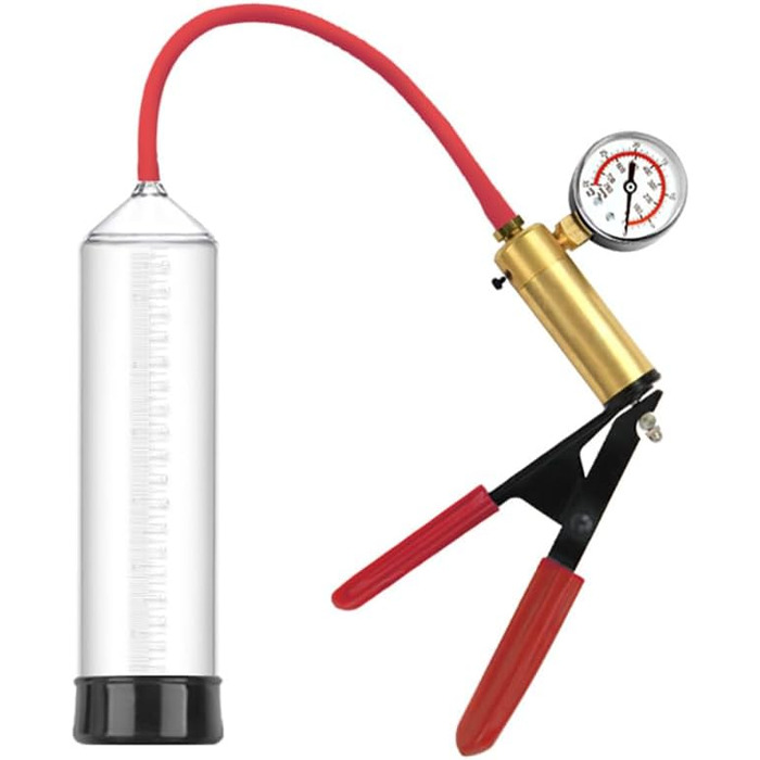 Ручна вакуумна помпа для збільшення пеніса NAIXBTY для чоловіків з 3 силіконовими кільцями, манометром та зручним ручним захватом