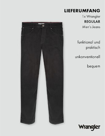 Чоловічі джинси Wrangler Regular Fit Regular - середня посадка, колір Black Rinse (синьо-чорний), W34 L30