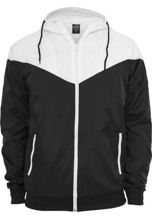 Чоловічий віндбрейкер Urban Classics Arrow Windrunner з капюшоном, демісезонна куртка з кольоровими блоками, чорно-біла, розмір M