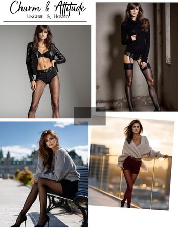 Чарівні мереживні панчохи до стегна для жінок Charm and Attitude, XS-S, чорний, виробництво ЄС