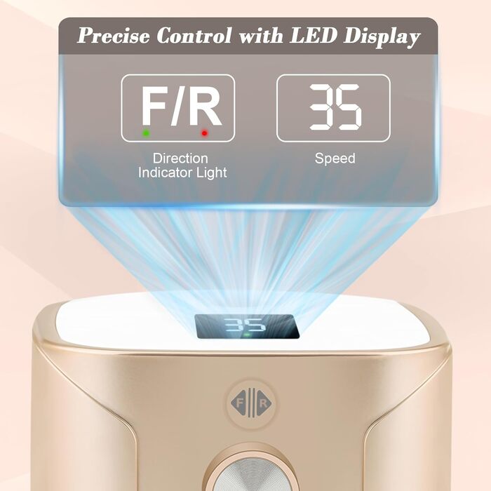 Електричний апарат для манікюру та педикюру Kredioo 11 в 1, 35000 об/хв, з LED-дисплеєм для гель-нігтів, колір шампань