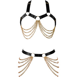 Ланцюжок на тіло BANSSGOTH для жінок: повний каркас, регульований, великі розміри, стрічки, готичний стиль, еластична тканина, на Хелловін, рейв, чорний
