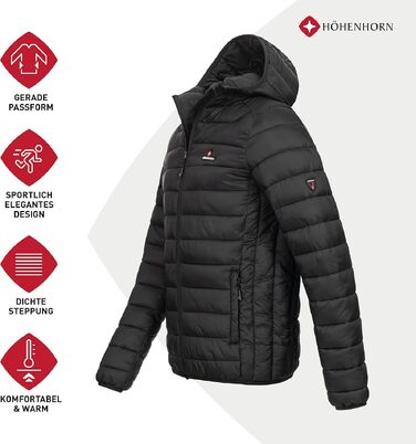 Чоловіча демісезонна стібана куртка Höhenhorn Balmhorn з капюшоном, Midnight Black, розмір XL