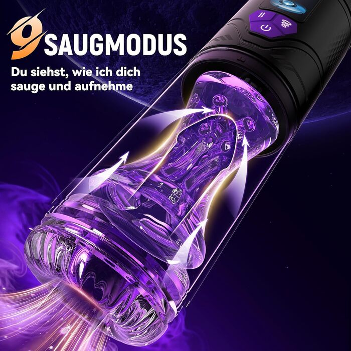 Електричний мастурбатор для чоловіків з 9 режимами, ротацією та вакуумом, з тримачем для телефону та імітацією ротової порожнини