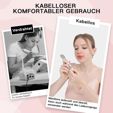 Акумуляторний електричний апарат для манікюру та педикюру HEBECA 12 в 1, набір для нарощених, гелевих та натуральних нігтів (сірий, 46 предметів, PRO)