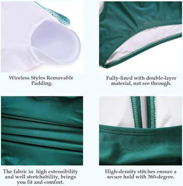 Купальник жіночий Smismivo з Push Up та ефектом живота, з драпіруванням, ретро стиль, червоний (M)