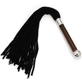 Еротичний плетіль з шкіри - багатофункціональний плетіль з велюрової шкіри з ручкою-скляним дildo (чорний)