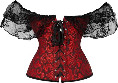 Корсет для жінок з шнурівкою, квітковий принт, вінтажний стиль, під грудьми, застібка спереду, бюстгальтер, талія, формувальна спідня білизна (XXL, B-темно-червоний)