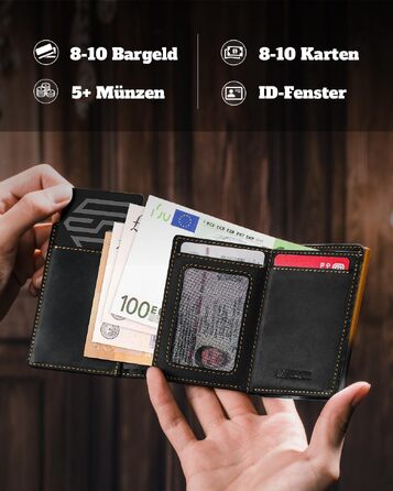 Чоловічий тонкий гаманець DODENSHA MagSnap з RFID захистом, відділенням для монет та магнітною застібкою, на 10+ карток (Чорно-жовтий)