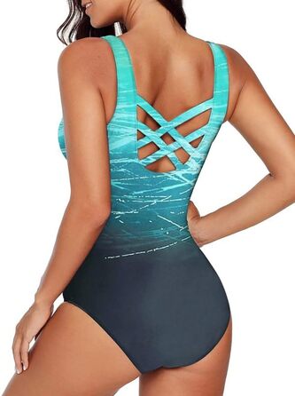 Світшот Bsubseach для контролю живота, купальник з перехресною спинкою (зелений, L)