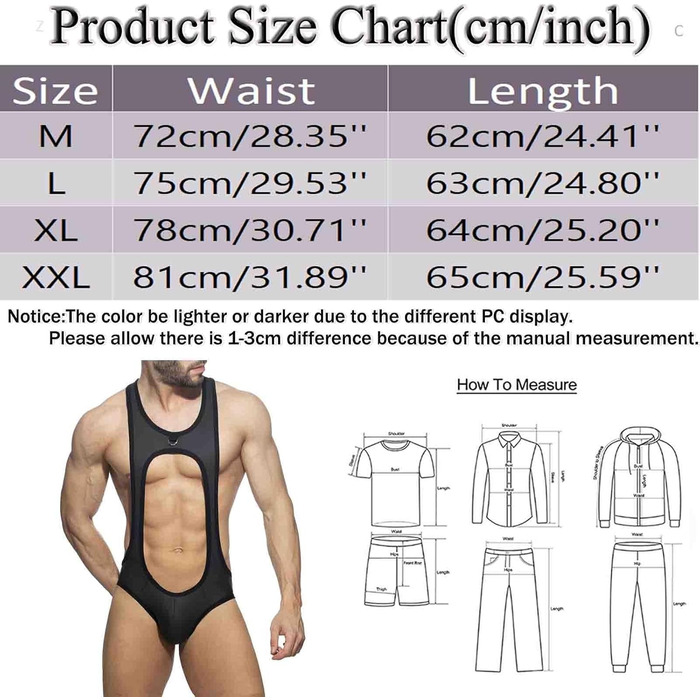 Боді для чоловіків SRZYMJ: спортивний костюм для тренувань, боксерські шорти, комплект нижньої білизни, Y-подібний відкритий спин, білий, L