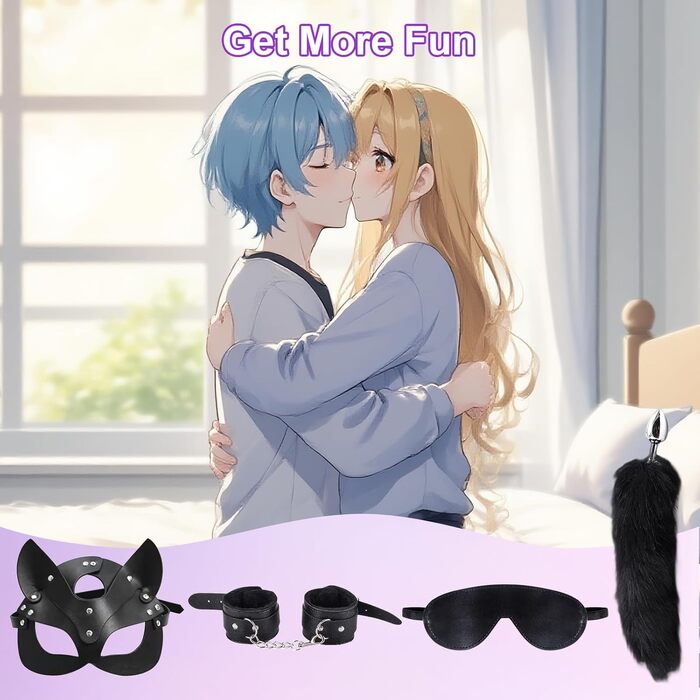 Набір для БДСМ з шкіри, 15 предметів: фетіш, зв'язування, еротика для дорослих. З руками, маскою та мотузкою (чорний)