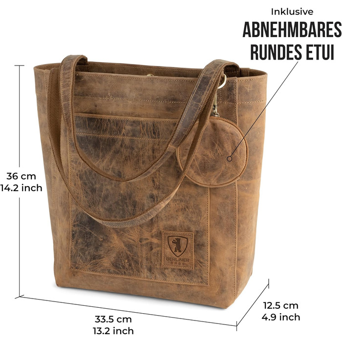 Жіноча шкіряна сумка-шопер Berliner Bags Vintage Shopper Seville, горіховий колір (Walnut)