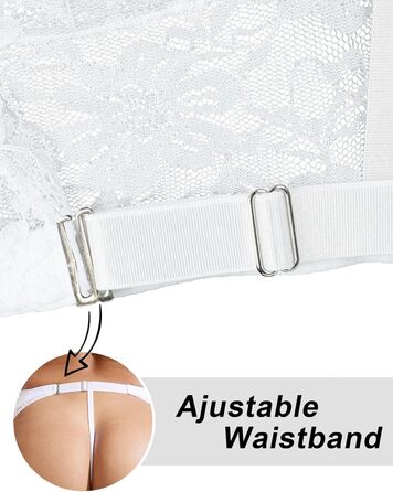 Комплект спідньої білизни Comeondear з ремінцями: 4 кліпси, великі розміри XL-XXL. Прозорий мереживний стрінг, широкі лямки, стріп-гуртel.