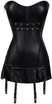 Шейпвеар CABULE Punk-Stil для жінок, великі розміри, готичний корсет з чорної екошкіри, блискавка, бретельки -- (L, 90028 Schwarzgold)