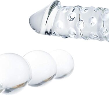 Анальний масажер-вібратор TRQOYTU з подвійним наконечником, великий, зі скла, для масажу G-точки та простати