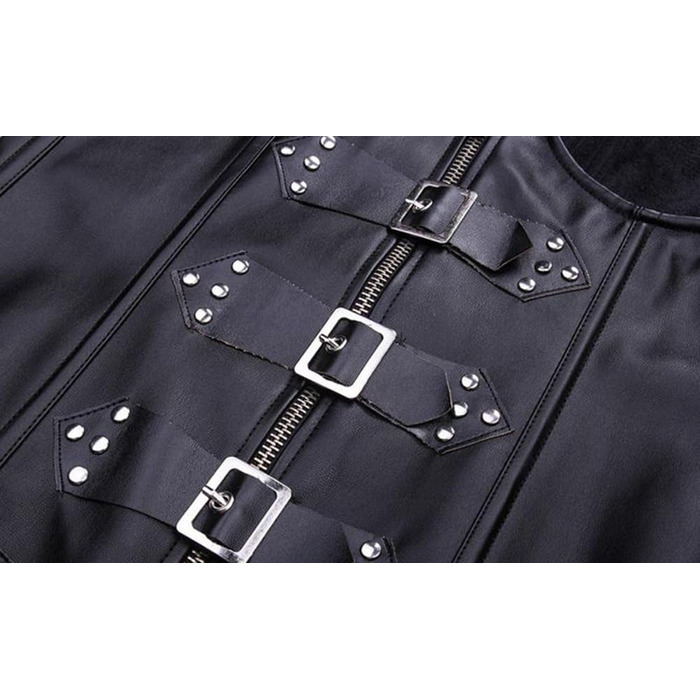 Корсет жіночий EUDOLAH з металевими ребрами, шкіряна застібка-блискавка, чорний, розмір M