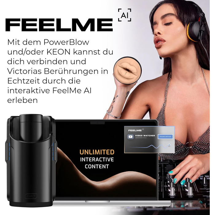 KIIROO Keon - Автоматичний мастурбатор для чоловіків з інтерактивним контентом FeelMe AI, до 230 імпульсів/хв, бездротовий