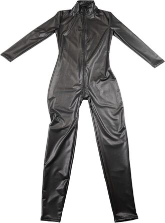 Костюм Кота (Чорний) з Еластичної Шкіри для Дівчат - Елегантний Комбінезон з Застібкою на Кроці, Розмір L, Шкіра, Зі Зміїним Малюнком