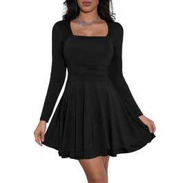 Чорне міні-плаття Cicy Bell з квадратним вирізом та рюшами, XXL