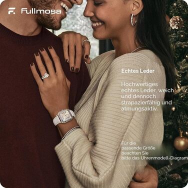Ремінець Fullmosa зі шкіри для Garmin Vivoactive 6/5/4, Venu SQ та Samsung Galaxy Watch 7/6/5/4 FE (22мм, Білий з рожево-золотистою застібкою)