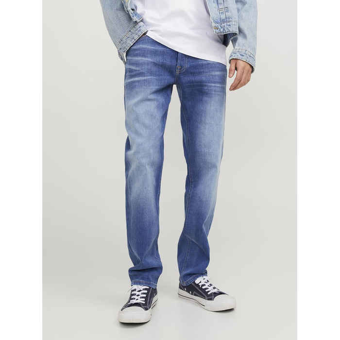 Чоловічі джинси Jack & Jones Comfort Fit JJIMIKE синього кольору (Blue Denim), розмір 36W/34L