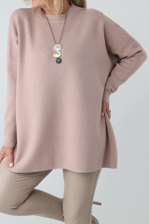 Жіночий світшот FEMIMODA рожевий, oversize, довжиною до середини стегна, розмір 46/48