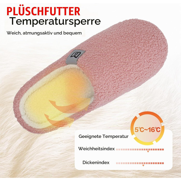 Жіночі теплі капці WateLves з ефектом пам'яті (Memory Foam), протиковзаючі домашні тапочки з штучним хутром на плоскій підошві, рожеві, розмір 41.5 EU
