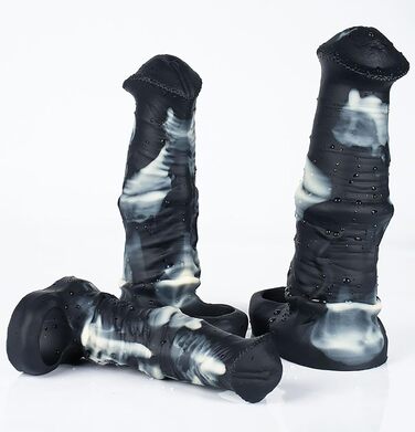 Реалістичний дилда у вигляді коня з мошонкою та венами, силіконовий пеніс-чохол для чоловіків, чорний, L