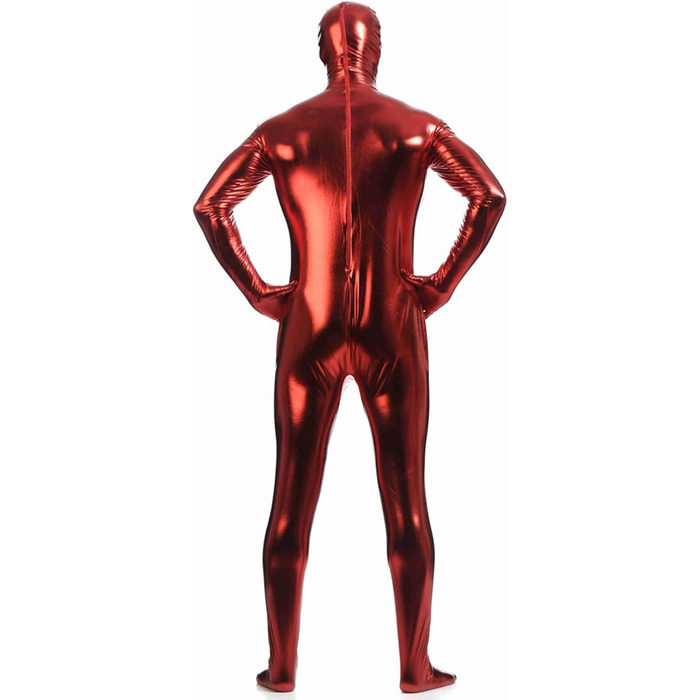 Чоловічий латексний комбінезон з блискавкою, костюм кота, червоний, XL. Ідеально для клубу, Хелловіну, сцени.