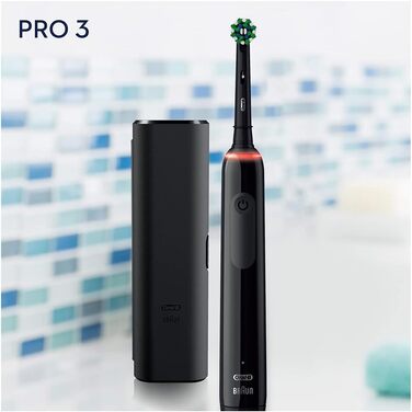 Електрична зубна щітка Oral-B Pro 3 3500 Edition, чорна, з дорожнім футляром та набором насадок (3 шт.)