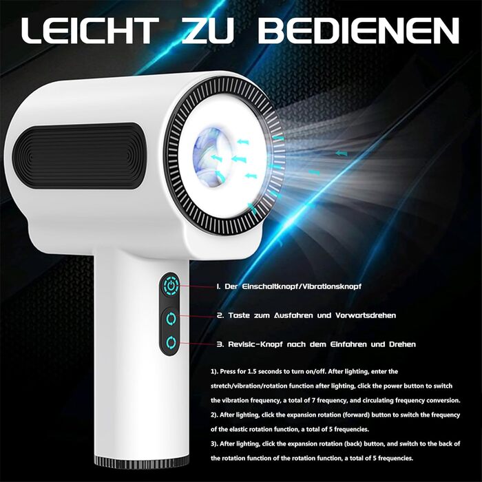 Масажер для чоловіків з телескопічною головкою, 5-позиційний, 7-вібраційний, інноваційний подвійний дизайн