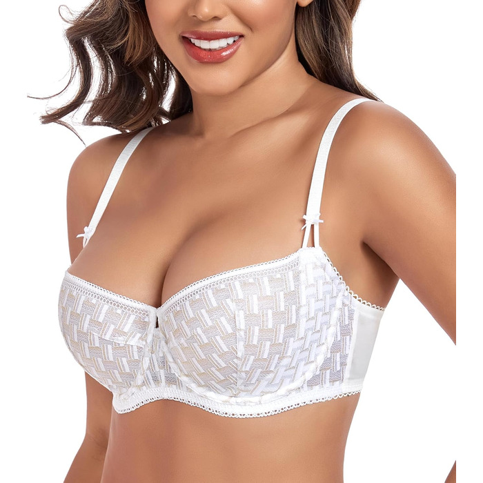 Домашній мереживний бюстгальтер DotVol з м'якими чашечками Balconette (85D, білий)