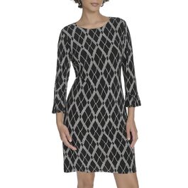 Сукня Tommy Hilfiger Lacrosse Argyle принт, 3/4 рукав, чорно-біла, розмір 40
