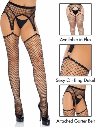 Чорні мереживні панчохи Leg Avenue для жінок, великі розміри, універсальний розмір