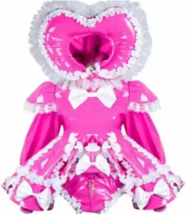 Костюм горничної DDINGHOONQPODFR для жінок: червоне плаття з капелюхом, PVC, Cosplay, на Halloween, з замком, індивідуальний дизайн