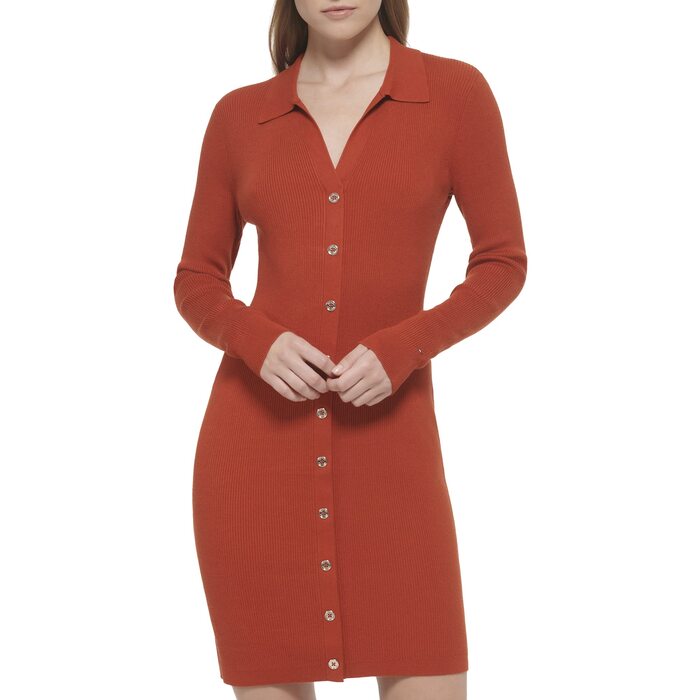 Пальто Tommy Hilfiger жіноче трикотажне з ґудзиками, сукня-пальто XL колір паприка