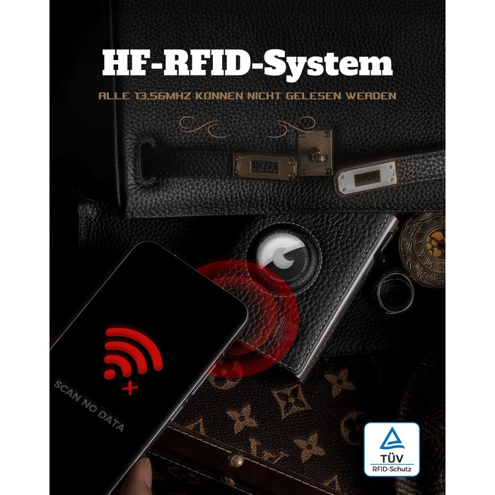 Чоловічий шкіряний гаманець DODENSHA MagSnap з RFID-захистом, відділенням для AirTag та монетничком, на 10+ карт (Чорний/Срібний)