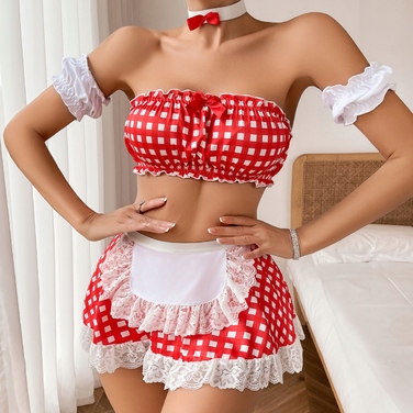 Еротичний костюм покоївниці Maid Dress, червоний, р. S