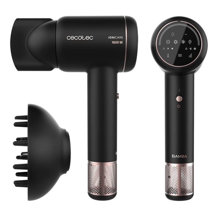 Фен для волосся Cecotec DryNova 2in1 з BLDC-мотором, 1400Вт, сенсор контролю температури, іонізацією та режимом захисту шкіри голови, чорний