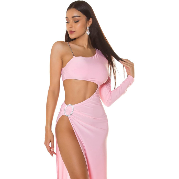 Сукня Koucla для вечірки в стилі Сильвестра: рожева сукня з розрізом, універсальний розмір