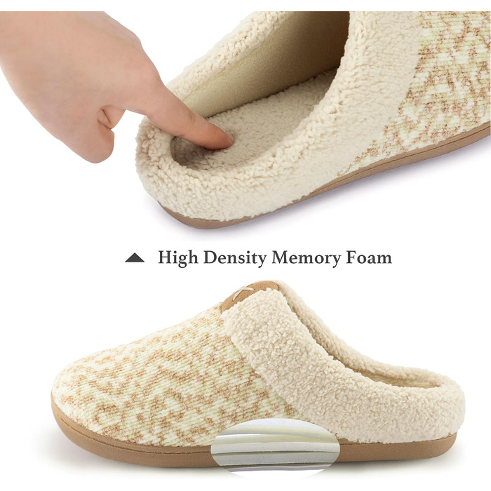 Жіночі теплі капці ULTRAIDEAS з плюшу та піною з пам'яттю (Memory Foam), м'які домашні та вуличні тапочки, бежеві, розмір 39 EU