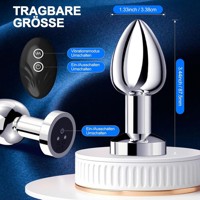 Анальний вібратор-простатор Metall Anal Vibratorstarb з пультом, 10 режимів вібрації, чорний