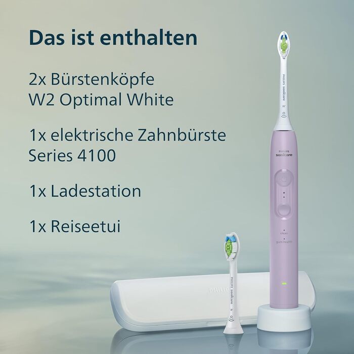 Електрична сонічна зубна щітка Philips Sonicare Series 4100 з датчиком тиску, 4 режимами чищення та дорожнім футляром, HX4044/52, Фіолетова