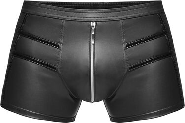 Чорні чоловічі шорти з еластичної шкіри Wetlook з блискавкою - еротична білизна, розмір M