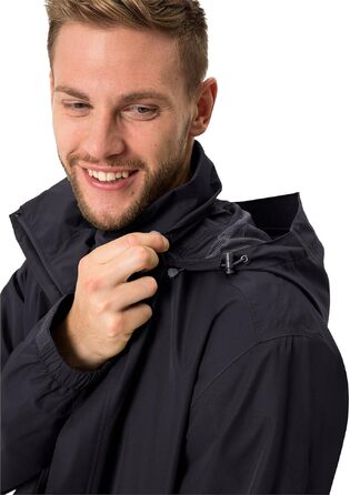 Чоловіча вітро- та водонепроникна куртка VAUDE Escape Light Jacket, дихаюча легка куртка для дощу, чорна, розмір 4XL