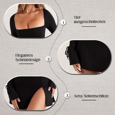 Чорне сексуальне міні-плаття з довгим рукавом та V-подібним вирізом, облягаюче, з розрізом, для вечірок та коктейлів, осінь, повсякденне, еластичне, фігурна модель